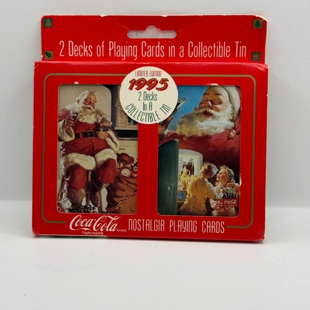Vtg 1995 Coca-Cola Nostalgia Playing Cards 2 Decks Set in Collectible Tin